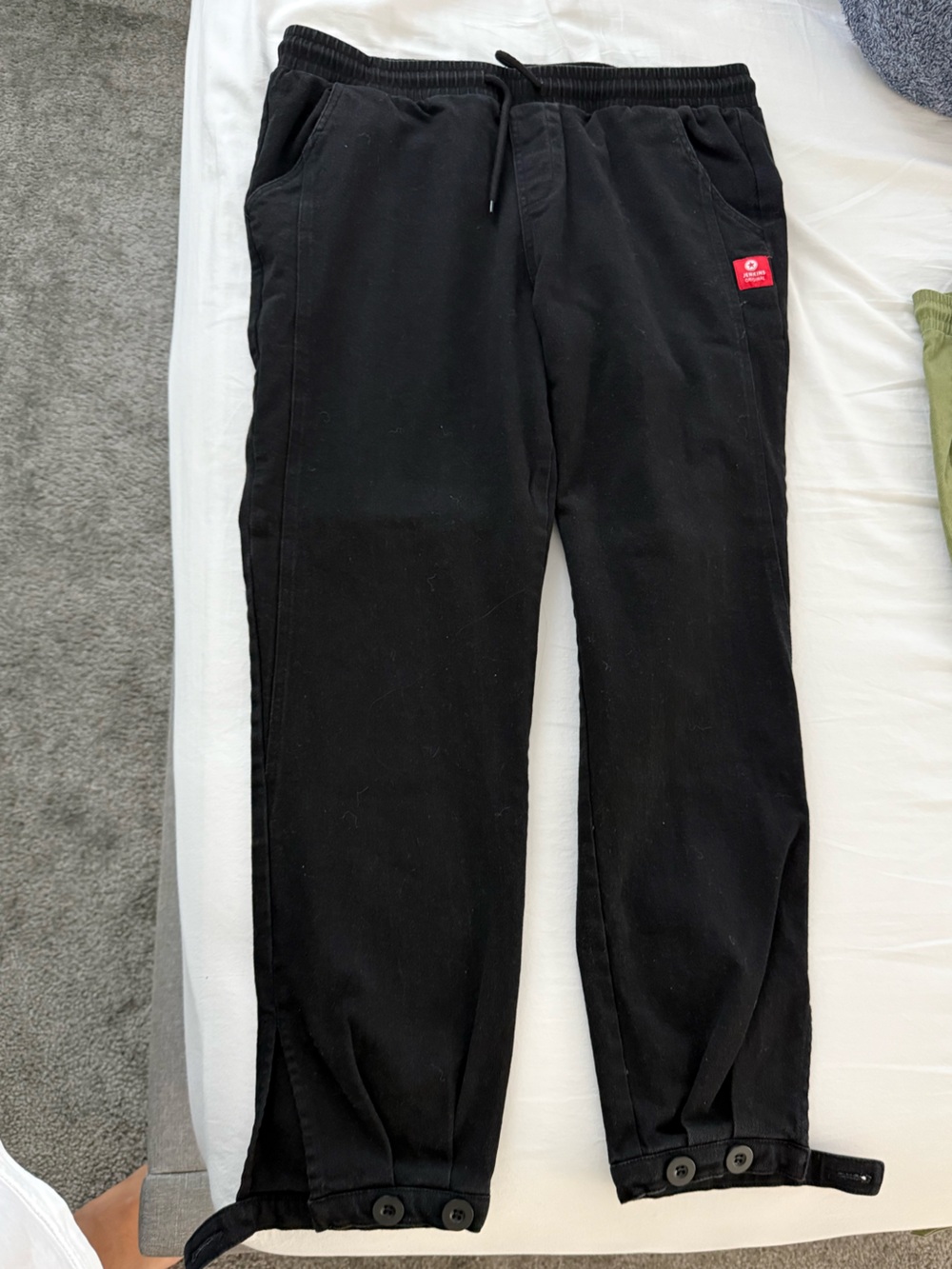 Men's Black Cargo Pants with Ankle Tabs - Brand Unknown